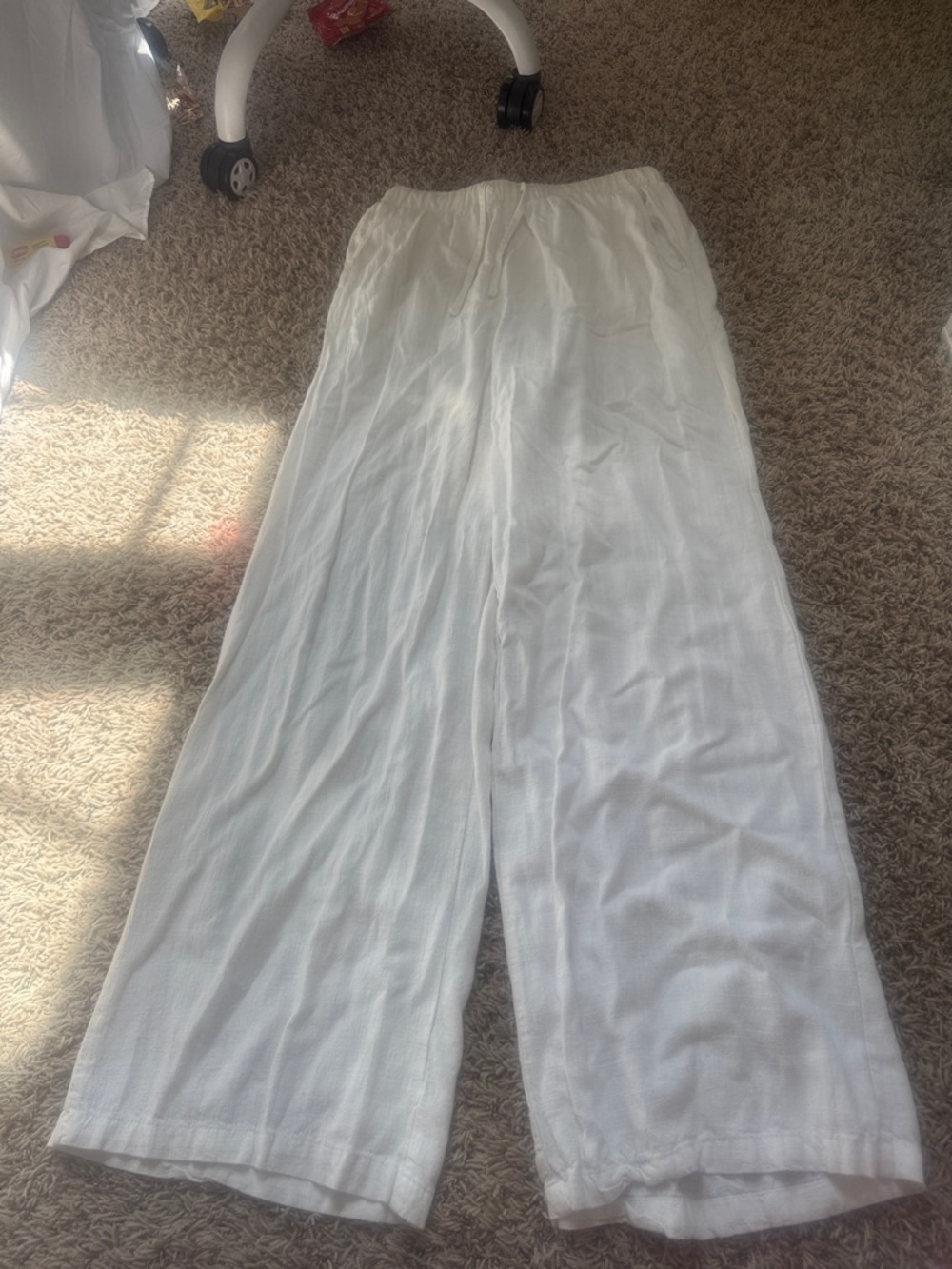 Linen Lightweight White Wide-Leg Pants